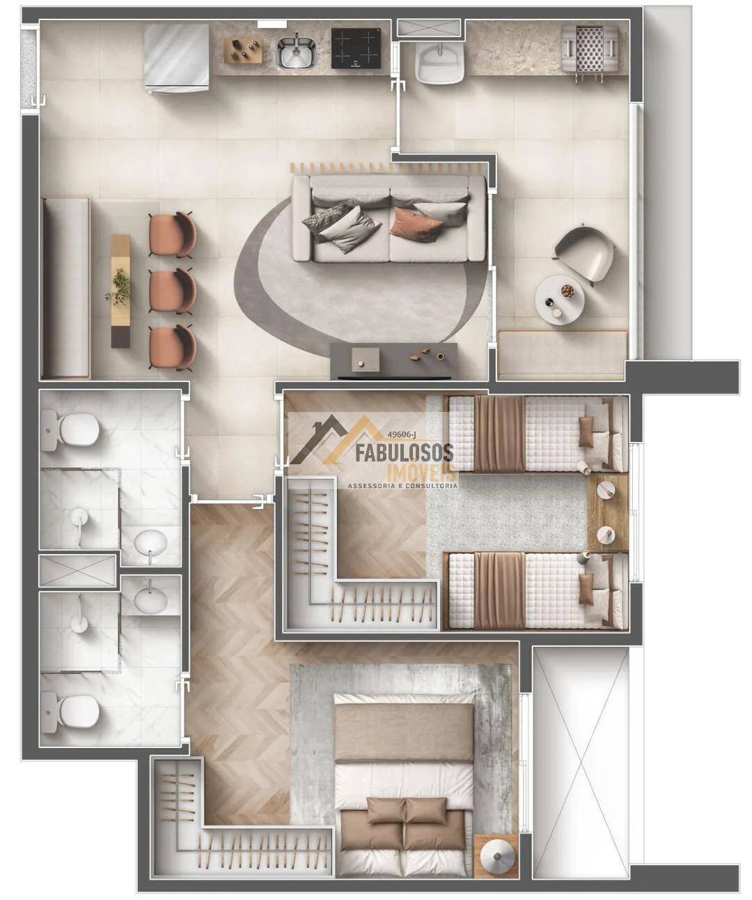 Apartamento, 3 quartos, 60 m² - Foto 42