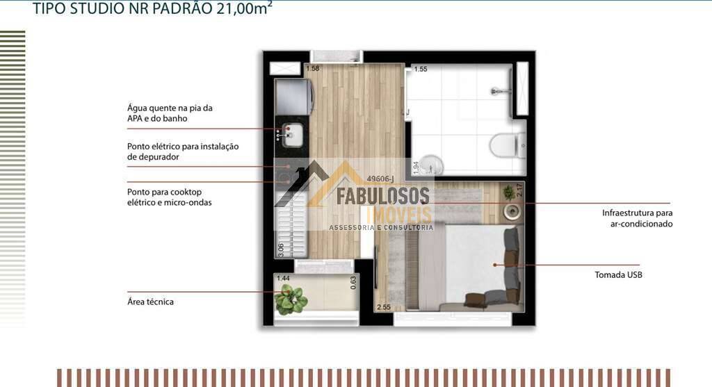 Apartamento, 1 quarto, 21 m² - Foto 62