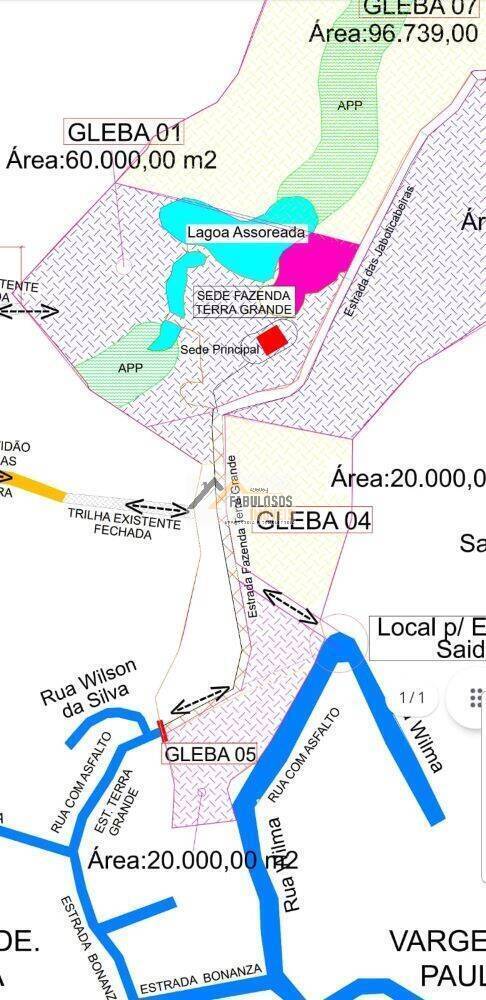  - 2 Glebas 20 mil m² cada - Vargem G. Paulista, Km 44,5 R. Tavares